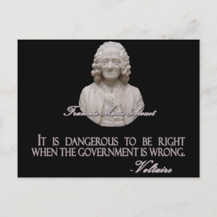 Cartão Postal Citação de Voltaire sobre o Governo incorreto