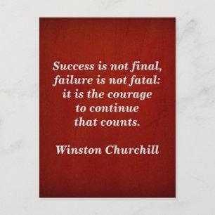 Cartão Postal Citação de Winston Churchill; Sucesso