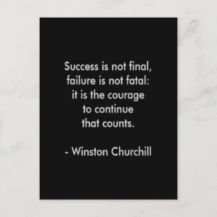 Cartão Postal Citação de Winston Churchill; Sucesso