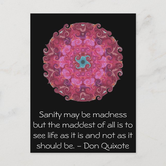 Cartão Postal Citação do Don Quixote Inspiracional (Frente)