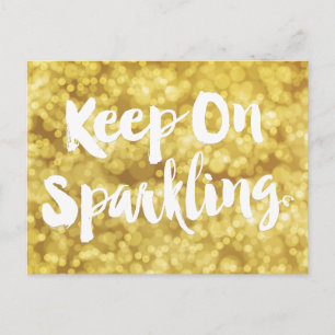Cartão Postal Citação do Glitter Boketh com Dourado Espumante