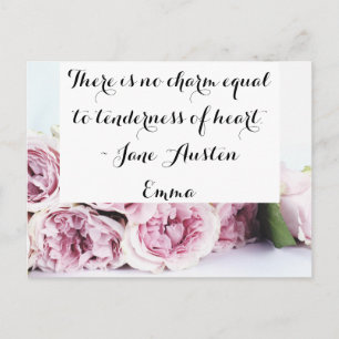 Cartão Postal Citação do Livro Emma de Jane Austen Rosa Floral R