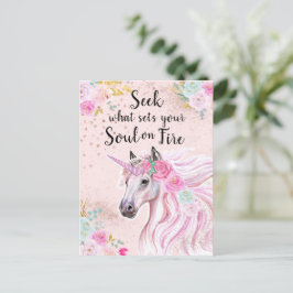 Cartão Postal Citação Dourada do Unicorn Inspirational Pink