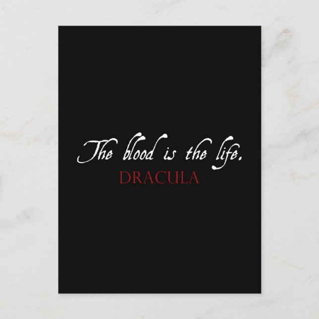 Cartão Postal Citação Drácula: O Sangue é a Vida (Frente)