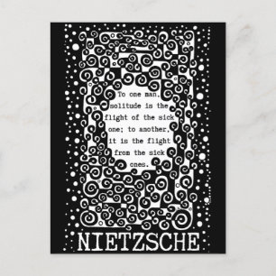 Cartão Postal Citação em preto e branco SOLITUDE de Nietzsche