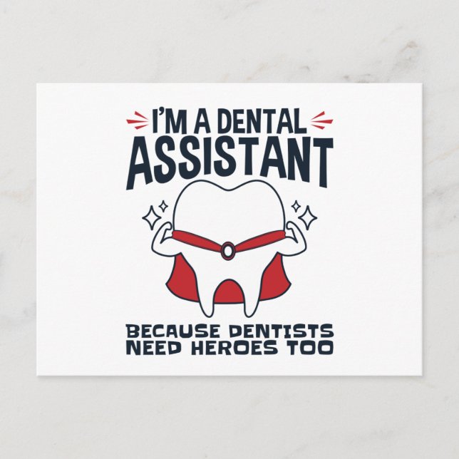 Cartão Postal Citação engraçada de heróis de assistente dentário (Frente)