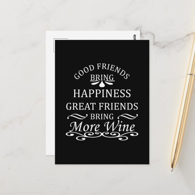 Cartão Postal Citação engraçada de vinho para amigos (Frente/Verso In Situ)