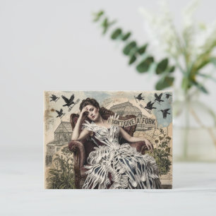 Cartão Postal Citação Engraçada Mulher Vintage em um Vestido de