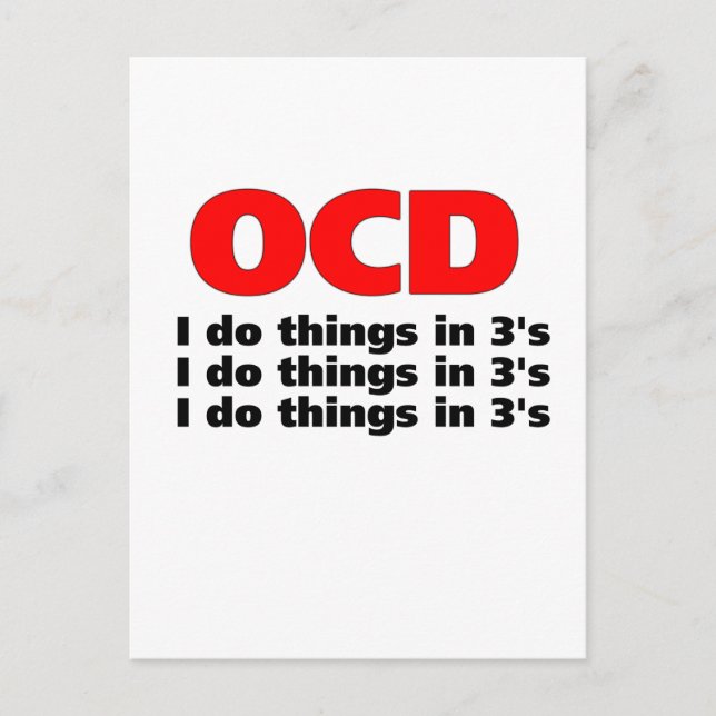 Cartão Postal citação engraçada ocd (Frente)