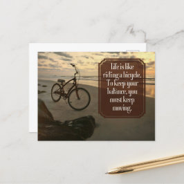 Cartão Postal Citação Inspiracional "Andando uma bicicleta"