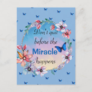 Cartão Postal Citação inspiradora da natureza azul floral da b