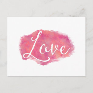 Cartão Postal Citação Inspiradora de Cores de Água Rosa
