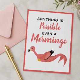 Cartão Postal Citação Inspiradora de Sereia de Rosa Flamingo 