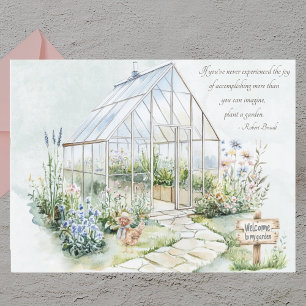 Cartão Postal Citação Inspiradora Jardim Verde Aquarela
