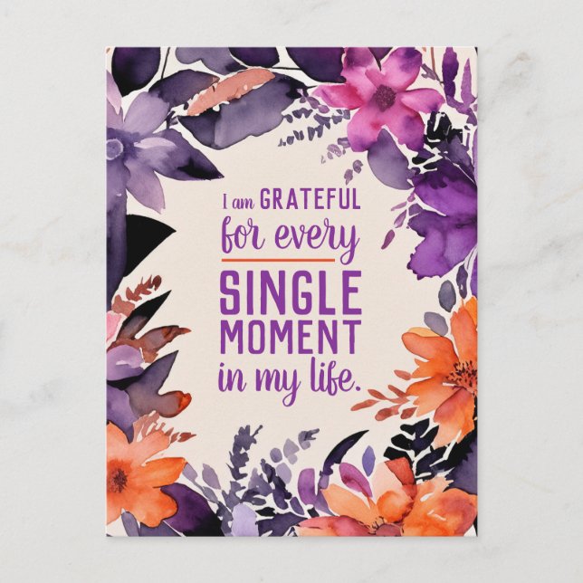 Cartão Postal Citação Inspiradora Motivação Gratidão Obrigado (Frente)