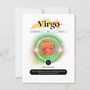 Cartão Postal Citação Moderna do Signo de Virgem Elemento Terra