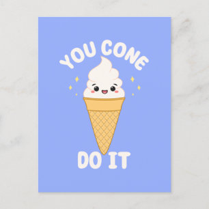 Cartão Postal Citação Motivacional de Cone de Sorvete Kawaii Fof
