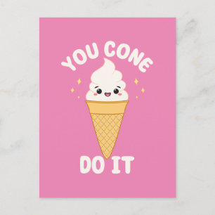 Cartão Postal Citação Motivacional do Sorvete Kawaii Cute
