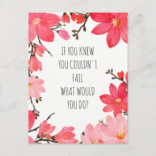 Cartão Postal Citação Motivacional Inspiradora Floral Rosa