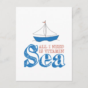 Cartão Postal Citação Náutica Engraçada - Navio-vela que Desenha