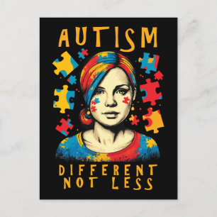 Cartão Postal Citação Positiva Diferente, Não Menos Autismo