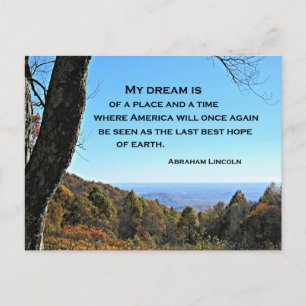 Cartão Postal Citação sobre a América por Abraham Lincoln