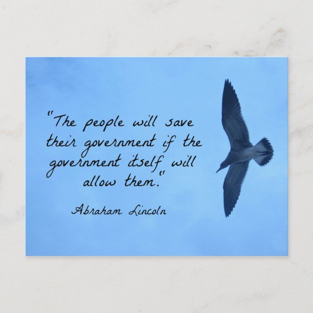 Cartão Postal Citação sobre a América por Abraham Lincoln (Frente)