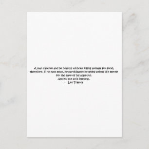 Cartão Postal Citação vegetariana Tolstoy