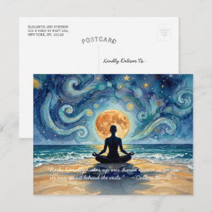 Cartão Postal Citações de Ioga Meditação Céu Noturno Estrelado L