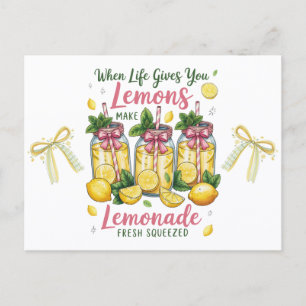 Cartão Postal Citações de Limão Suco de Limão Aquarela