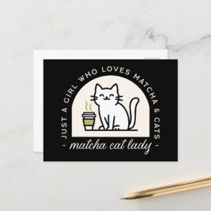 Cartão Postal Citações engraçadas de amantes de Matcha e gatos e