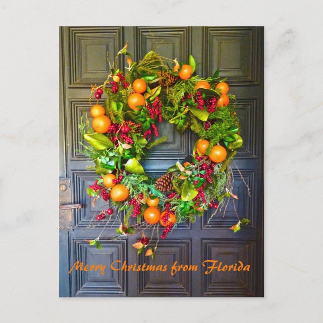 Cartão Postal Citrus Themed Holiday Wreath Bok Gardens Flórida (Frente)
