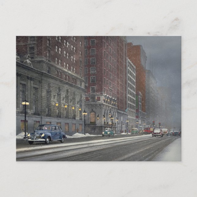 Cartão Postal City - Chicago, IL - Wintertime in Chicago 1942 (Frente)