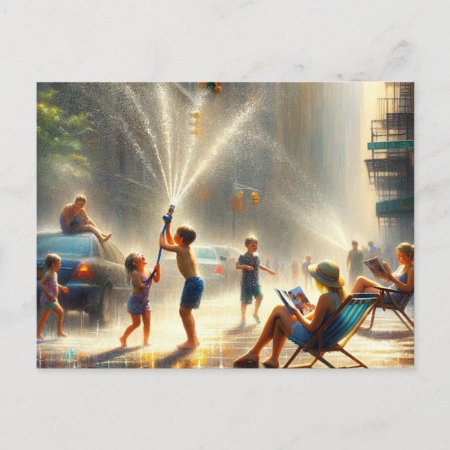 Cartão Postal City Street no Verão (Frente)