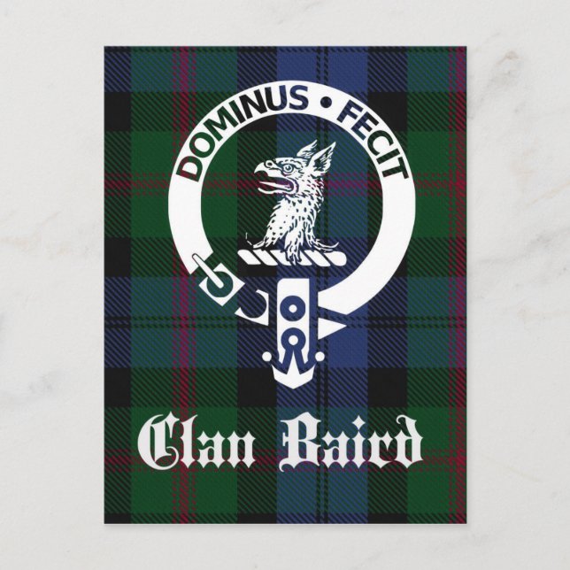 Cartão Postal Clan Baird Crest Tartan (Frente)