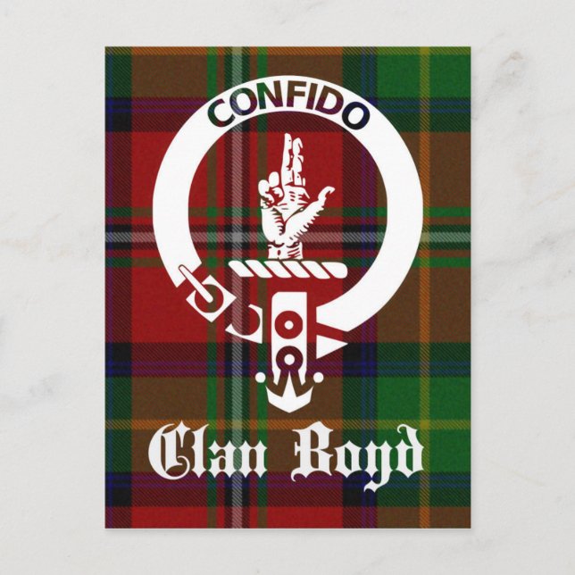 Cartão Postal Clan Boyd Crest Tartan (Frente)