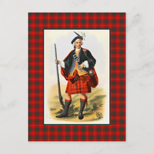 Cartão Postal Clan Cameron Vintage Ilustração Quadro de Tartan