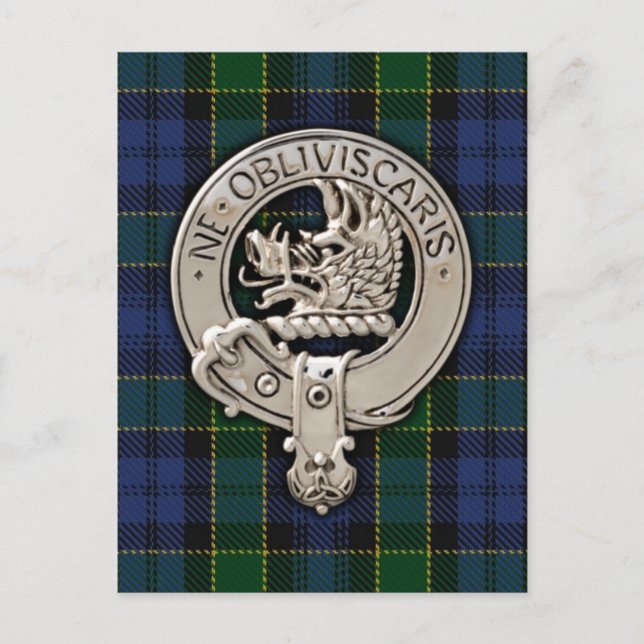 Cartão Postal Clan Campbell Crest & Breadalbane Tartan (Frente)