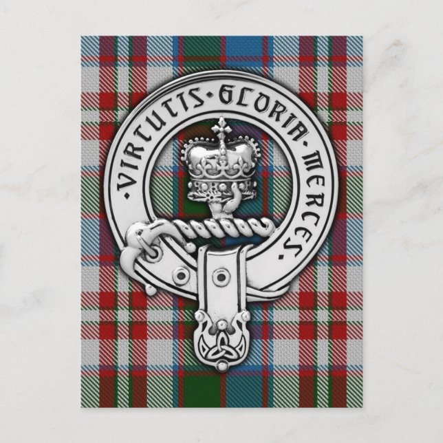 Cartão Postal Clan Donnachaidh (Robertson) Crest & Dress Tartan (Frente)