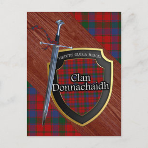 Cartão Postal Clan Donnachaidh Tartan Sword & Shield