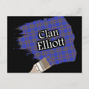 Cartão Postal Clan Elliott Scottish Tartan Paint Brush