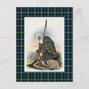 Cartão Postal Clan Farquharson Vintage Ilustração Tartan Frame