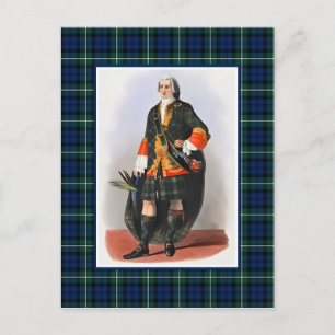 Cartão Postal Clan Forbes Vintage Illustration Tartan Frame