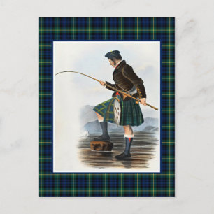 Cartão Postal Clan Gordon Vintage Ilustração Tartan Frame