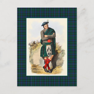 Cartão Postal Clan Graham Vintage Ilustração Tartan Frame
