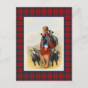 Cartão Postal Clan Grant Vintage Ilustração Tartan Frame