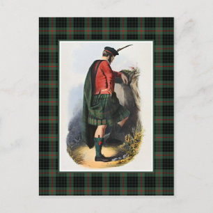Cartão Postal Clan Gunn Vintage Ilustração Tartan