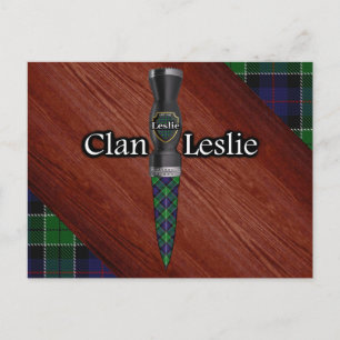 Cartão Postal Clan Leslie Tartan Sgian Dubh Blade
