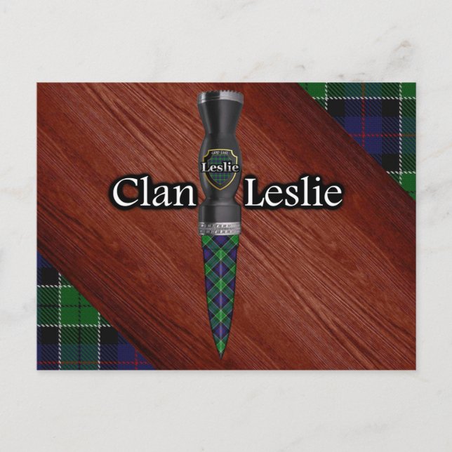 Cartão Postal Clan Leslie Tartan Sgian Dubh Blade (Frente)