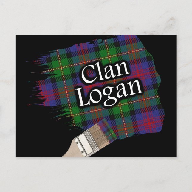 Cartão Postal Clan Logan Scottish Tartan Paint Brush (Frente)